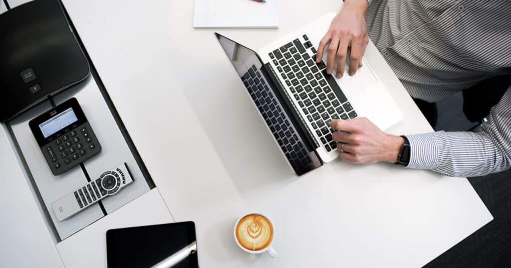 Person working at a laptop